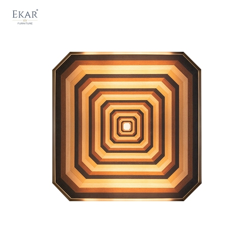 Modern Geometric Wood Veneer Marquetry Wall Art with 3D Illusion | EKAR FURNITURE