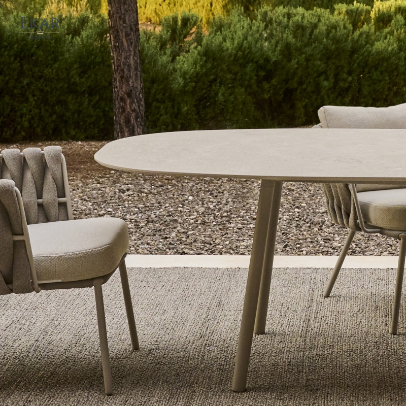 Modern Oval Aluminum Outdoor Dining Table for Patios and Gardens | EKAR FURNITURE