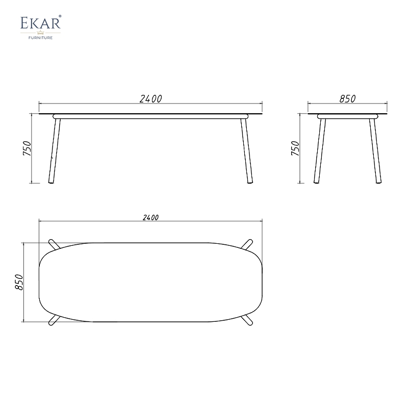 Modern Oval Aluminum Outdoor Dining Table for Patios and Gardens | EKAR FURNITURE
