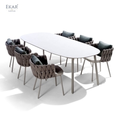 Modern Oval Aluminum Outdoor Dining Table for Patios and Gardens | EKAR FURNITURE