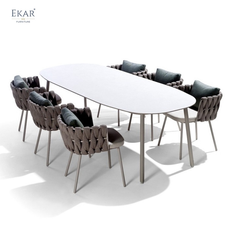 Modern Oval Aluminum Outdoor Dining Table for Patios and Gardens | EKAR FURNITURE
