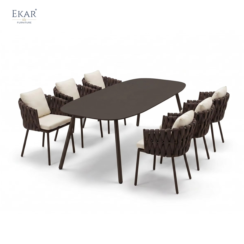Modern Oval Aluminum Outdoor Dining Table for Patios and Gardens | EKAR FURNITURE