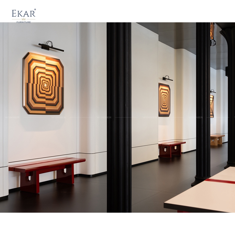 Modern Geometric Wood Veneer Marquetry Wall Art with 3D Illusion | EKAR FURNITURE