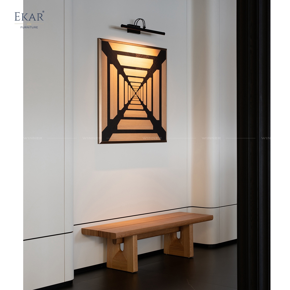 Modern Geometric Wood Veneer Marquetry Wall Art with 3D Illusion | EKAR FURNITURE