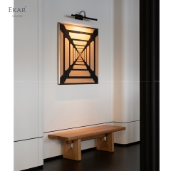 Modern Geometric Wood Veneer Marquetry Wall Art with 3D Illusion | EKAR FURNITURE