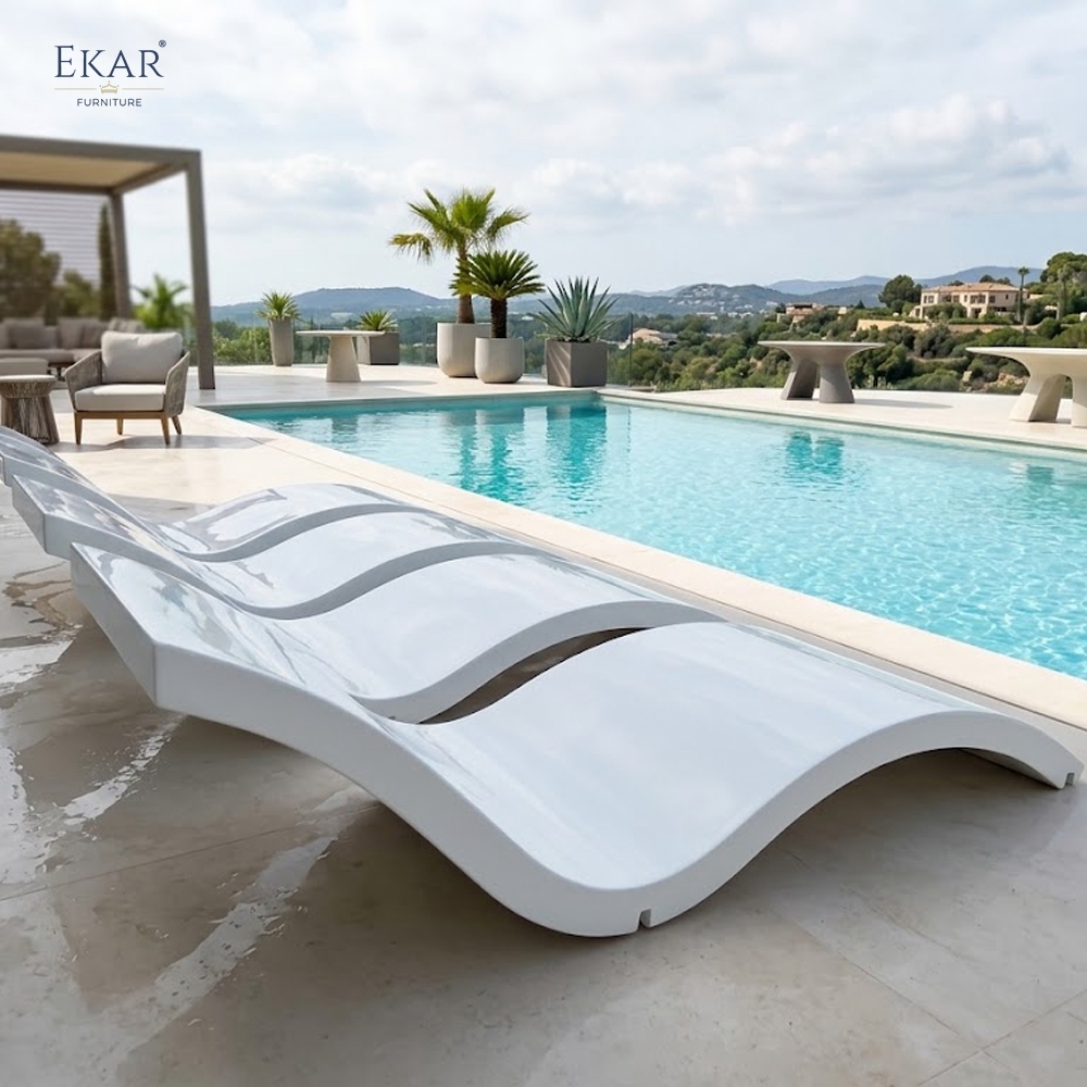 Modern Fiberglass In-Water Pool Lounger for Tanning Ledges | EKAR FURNITURE