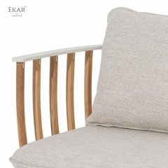 Modern Aluminum Outdoor Leisure Lounge Chair with Teak Slat Detailing | EKAR FURNITURE