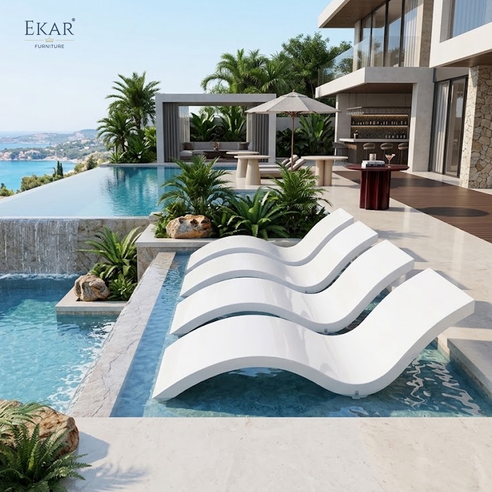Modern Fiberglass In-Water Pool Lounger for Tanning Ledges | EKAR FURNITURE