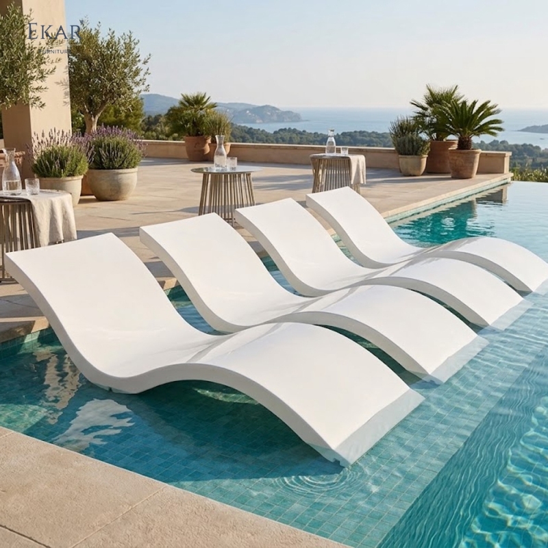 Modern Fiberglass In-Water Pool Lounger for Tanning Ledges | EKAR FURNITURE