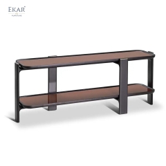 Modern Luxury Two-Tier Console Table with Marble Top and Wood Frame | EKAR FURNITURE