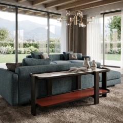 Modern Luxury Two-Tier Console Table with Marble Top and Wood Frame | EKAR FURNITURE
