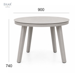 Modern Round Aluminum Outdoor Dining Table for Patios and Gardens | EKAR FURNITURE