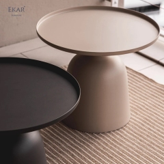 Modern Aluminum Pedestal Outdoor Side Table with Tray Top Design | EKAR FURNITURE