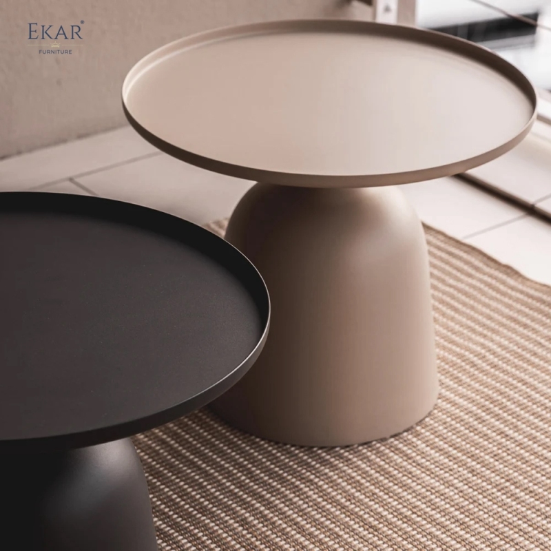 Modern Aluminum Pedestal Outdoor Side Table with Tray Top Design | EKAR FURNITURE