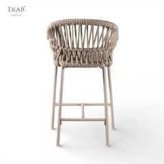 Modern Aluminum Outdoor Bar Chair with Hand-Woven Rattan-Style Backrest | EKAR FURNITURE
