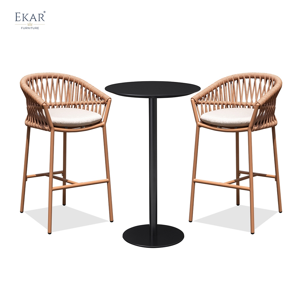 Modern Aluminum Pedestal Outdoor Bar Table for Patios and Rooftops | EKAR FURNITURE
