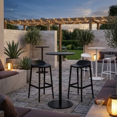 Modern Aluminum Pedestal Outdoor Bar Table for Patios and Rooftops | EKAR FURNITURE