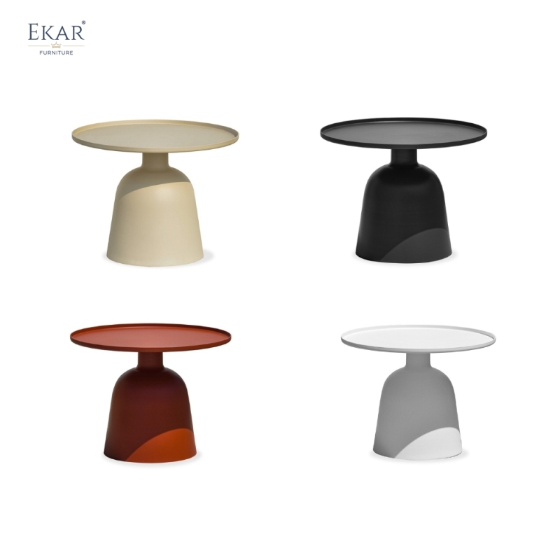 Modern Aluminum Pedestal Outdoor Side Table with Tray Top Design | EKAR FURNITURE