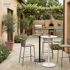 Modern Aluminum Pedestal Outdoor Bar Table for Patios and Rooftops | EKAR FURNITURE