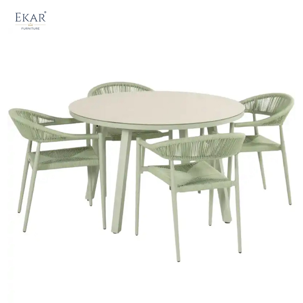 Modern Round Aluminum Outdoor Dining Table for Patios and Gardens | EKAR FURNITURE
