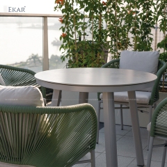 Modern Round Aluminum Outdoor Dining Table for Patios and Gardens | EKAR FURNITURE