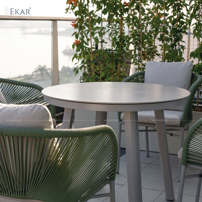 Modern Round Aluminum Outdoor Dining Table for Patios and Gardens | EKAR FURNITURE