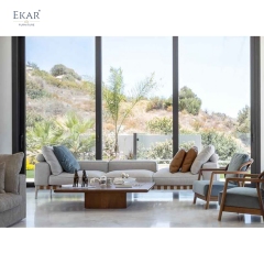 EKAR Modern Minimalist Modular Sofa - Leather Strap Detail Sectional