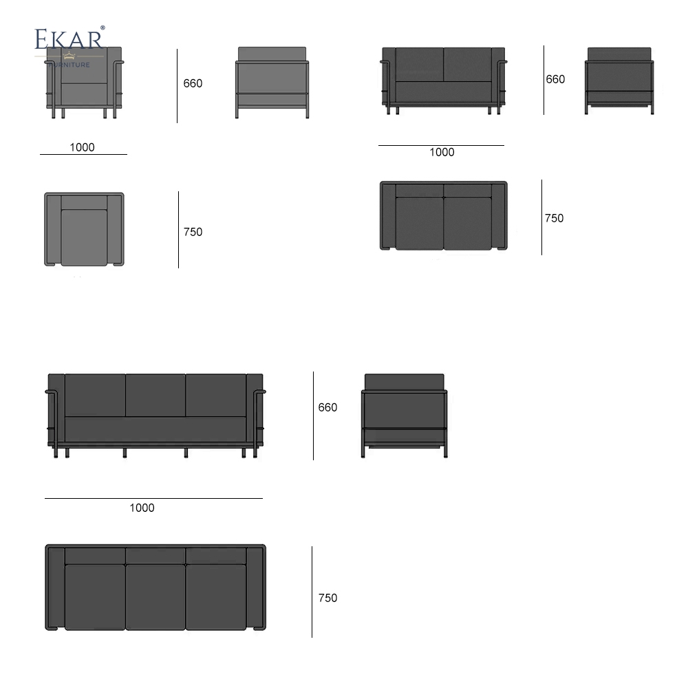 EKAR Modern Stainless Steel Genuine Leather Sofa - Luxury Armchair