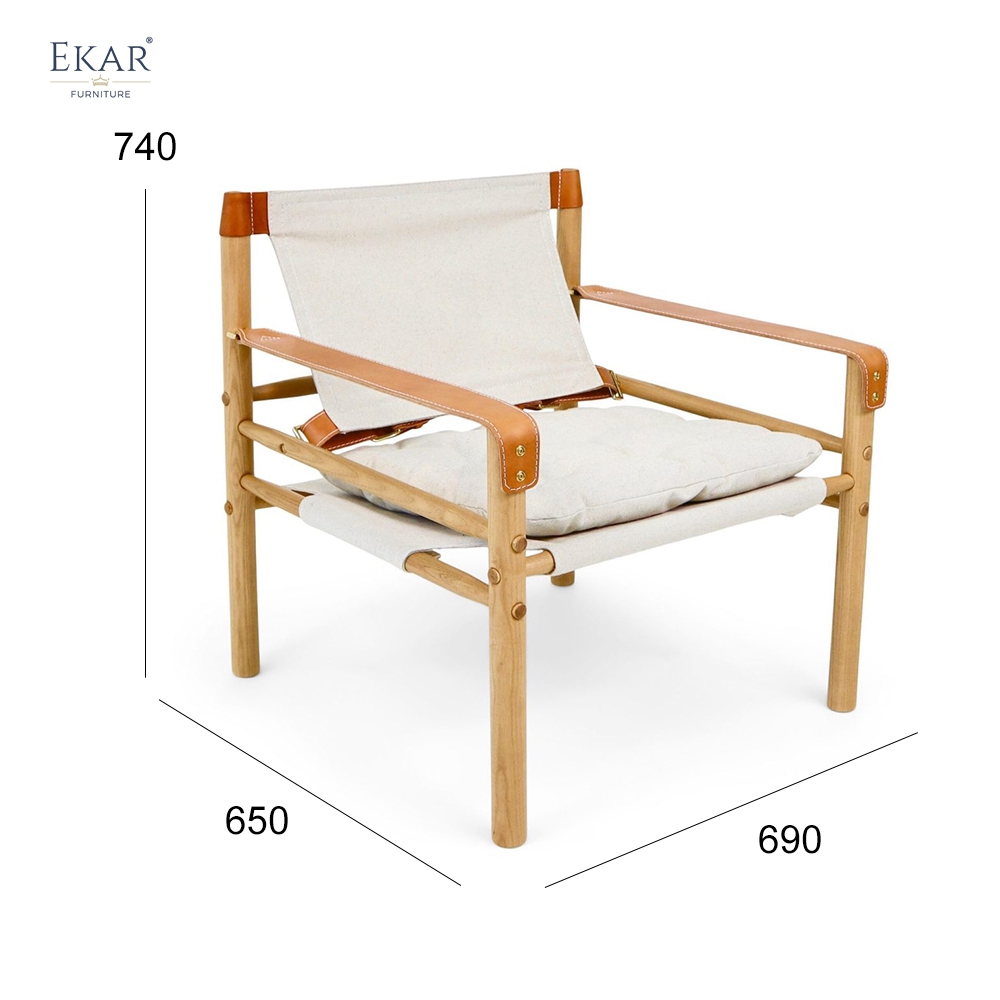 Modern Leisure Chair – Safari-Inspired Leather Sling Armchair for Contemporary Interiors
