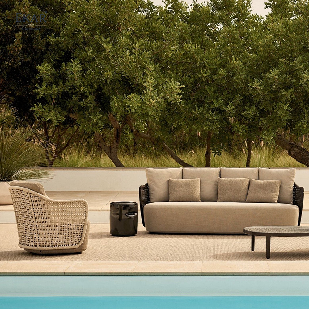 Modern Outdoor Leisure Chair – Luxury Woven Swivel Armchair for Patio & Garden