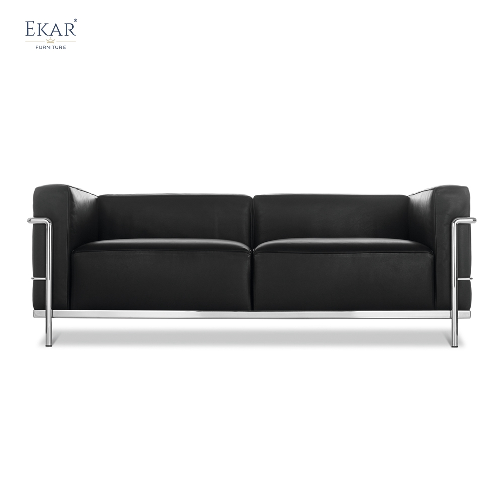EKAR Modern Stainless Steel Genuine Leather Sofa - Luxury Armchair