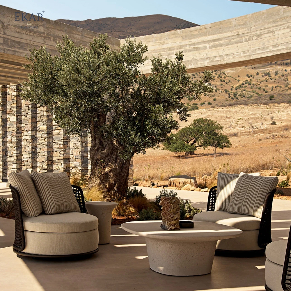 Modern Outdoor Leisure Chair – Luxury Woven Swivel Armchair for Patio & Garden