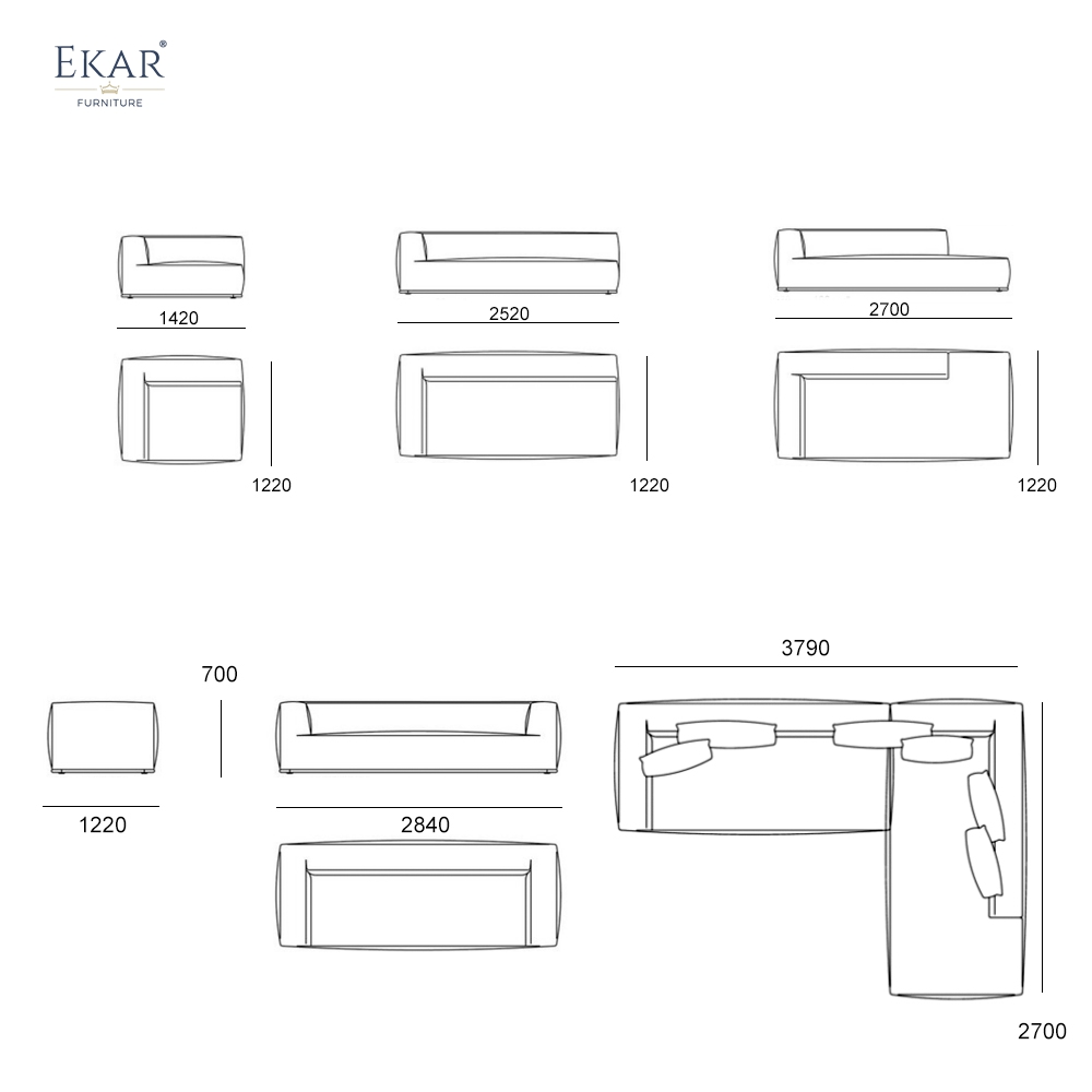 Aura Linear Modular Sofa – A minimalist modular sofa from EKAR luxury living room furniture