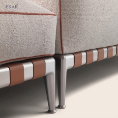 EKAR Modern Minimalist Modular Sofa - Leather Strap Detail Sectional