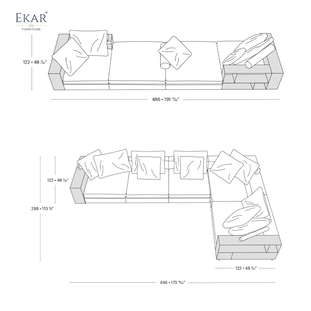 EKAR Modern Modular Sectional Sofa | Minimalist Contemporary Sofa for Luxury Interiors