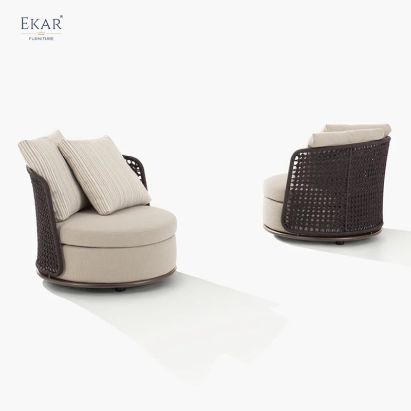 Modern Outdoor Leisure Chair – Luxury Woven Swivel Armchair for Patio & Garden
