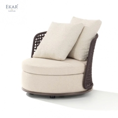 Modern Outdoor Leisure Chair – Luxury Woven Swivel Armchair for Patio & Garden
