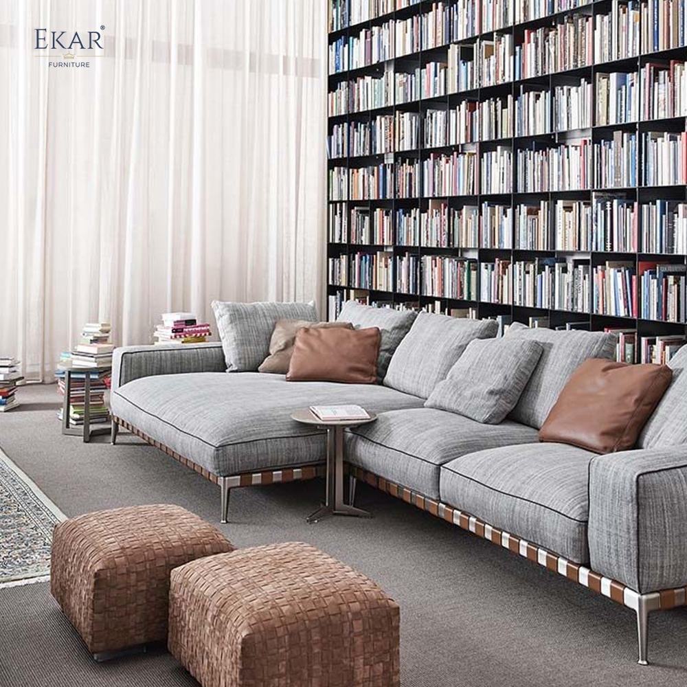 EKAR Modern Minimalist Modular Sofa - Leather Strap Detail Sectional