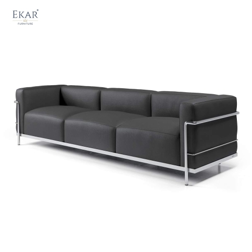 EKAR Modern Stainless Steel Genuine Leather Sofa - Luxury Armchair