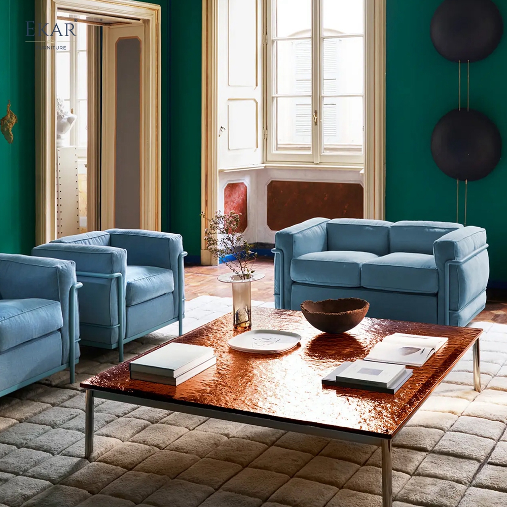EKAR Modern Stainless Steel Genuine Leather Sofa - Luxury Armchair