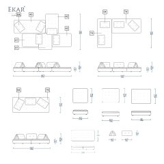 EKAR Modern Minimalist Modular Sofa - Low Profile Tufted Sectional