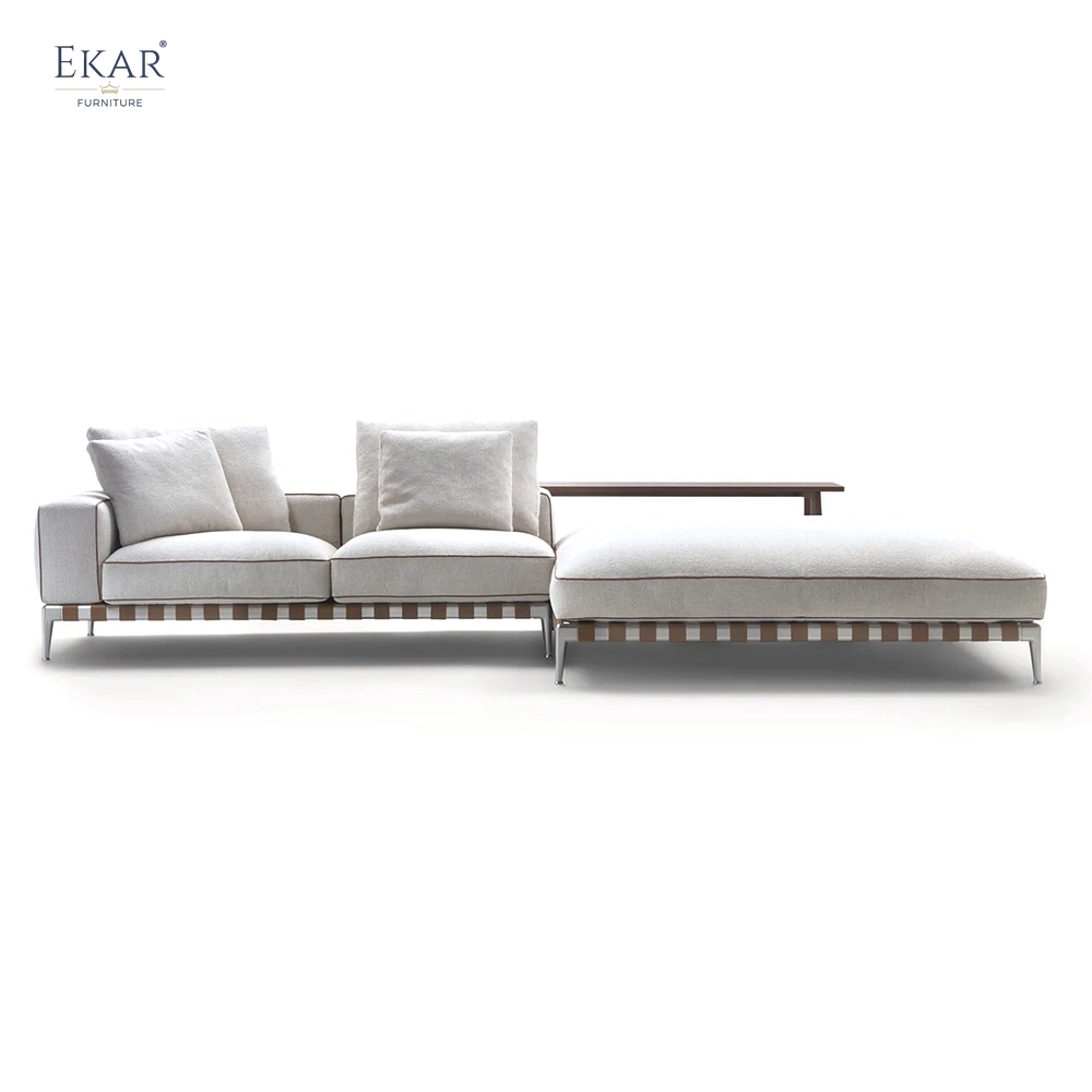 EKAR Modern Minimalist Modular Sofa - Leather Strap Detail Sectional