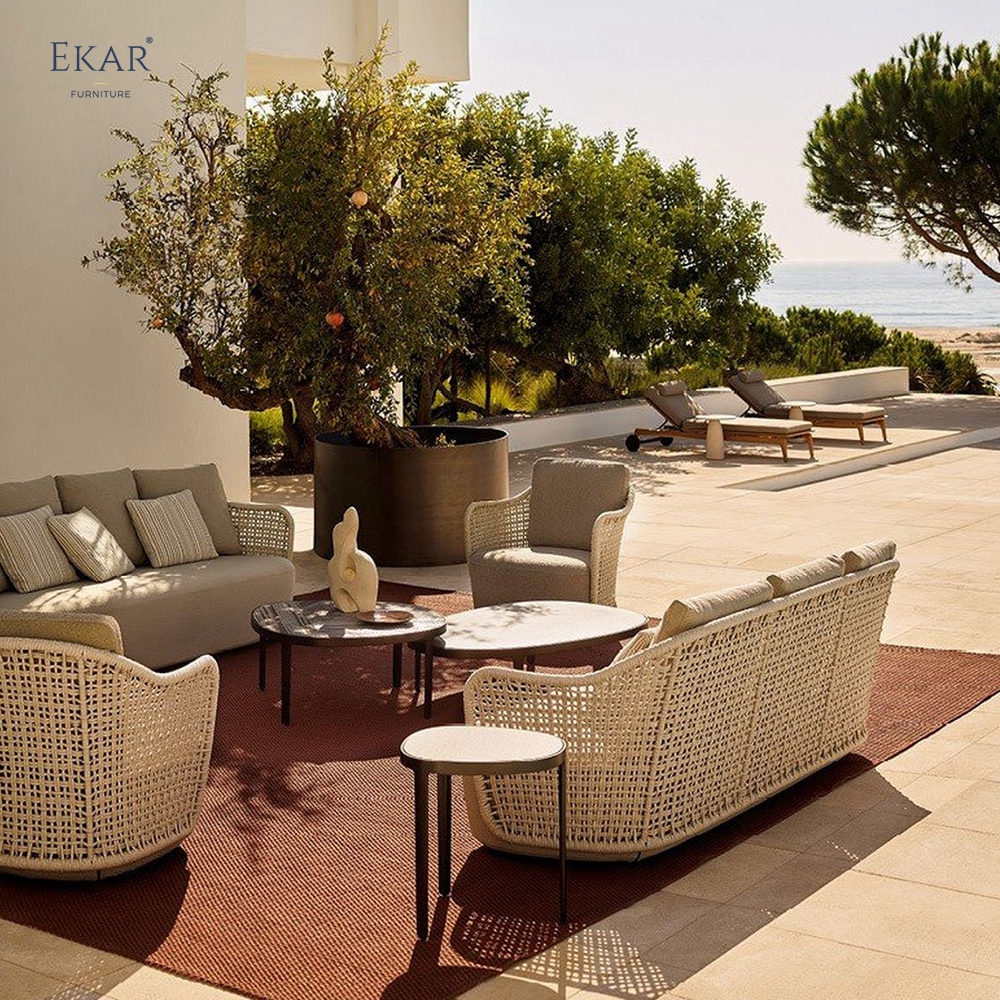 Modern Outdoor Sofa – Luxury Woven Patio Couch for Contemporary Outdoor Living
