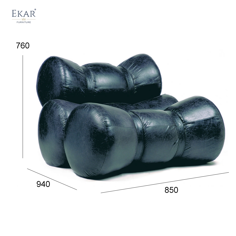 EKAR Modern Bamboo-Joint Sculptural Lounge Chair in Premium Leather