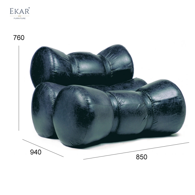 EKAR Modern Bamboo-Joint Sculptural Lounge Chair in Premium Leather