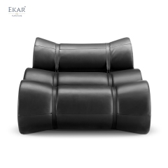 EKAR Modern Bamboo-Joint Sculptural Lounge Chair in Premium Leather