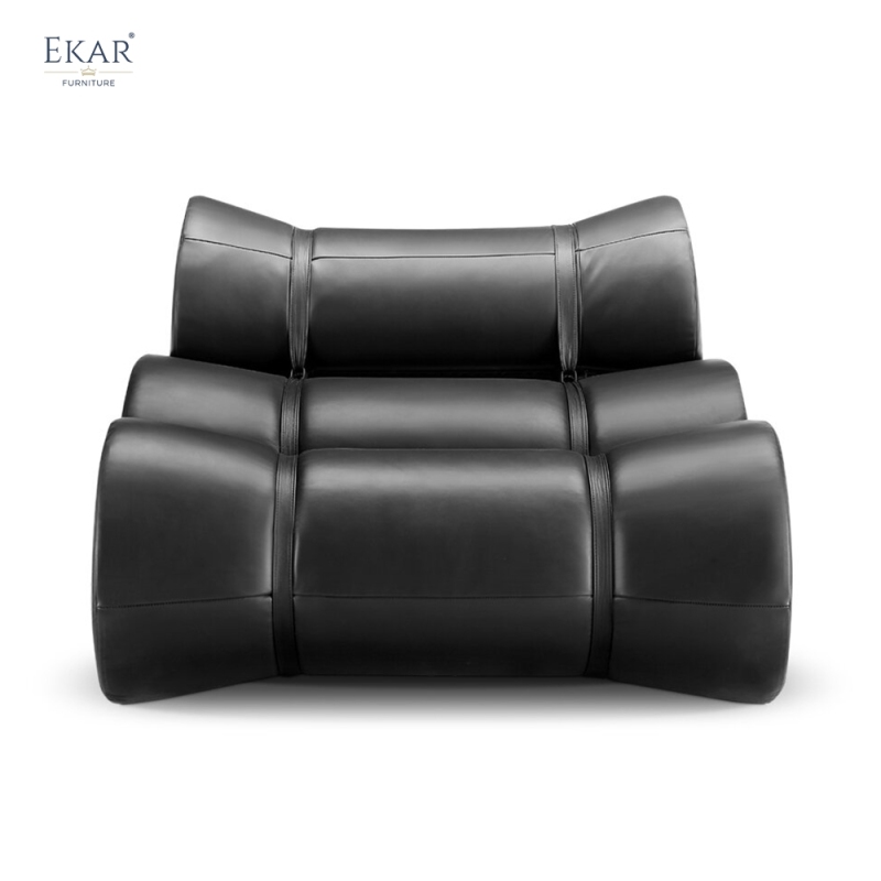 EKAR Modern Bamboo-Joint Sculptural Lounge Chair in Premium Leather