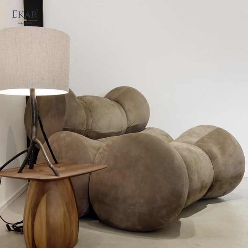 EKAR Modern Bamboo-Joint Sculptural Lounge Chair in Premium Leather