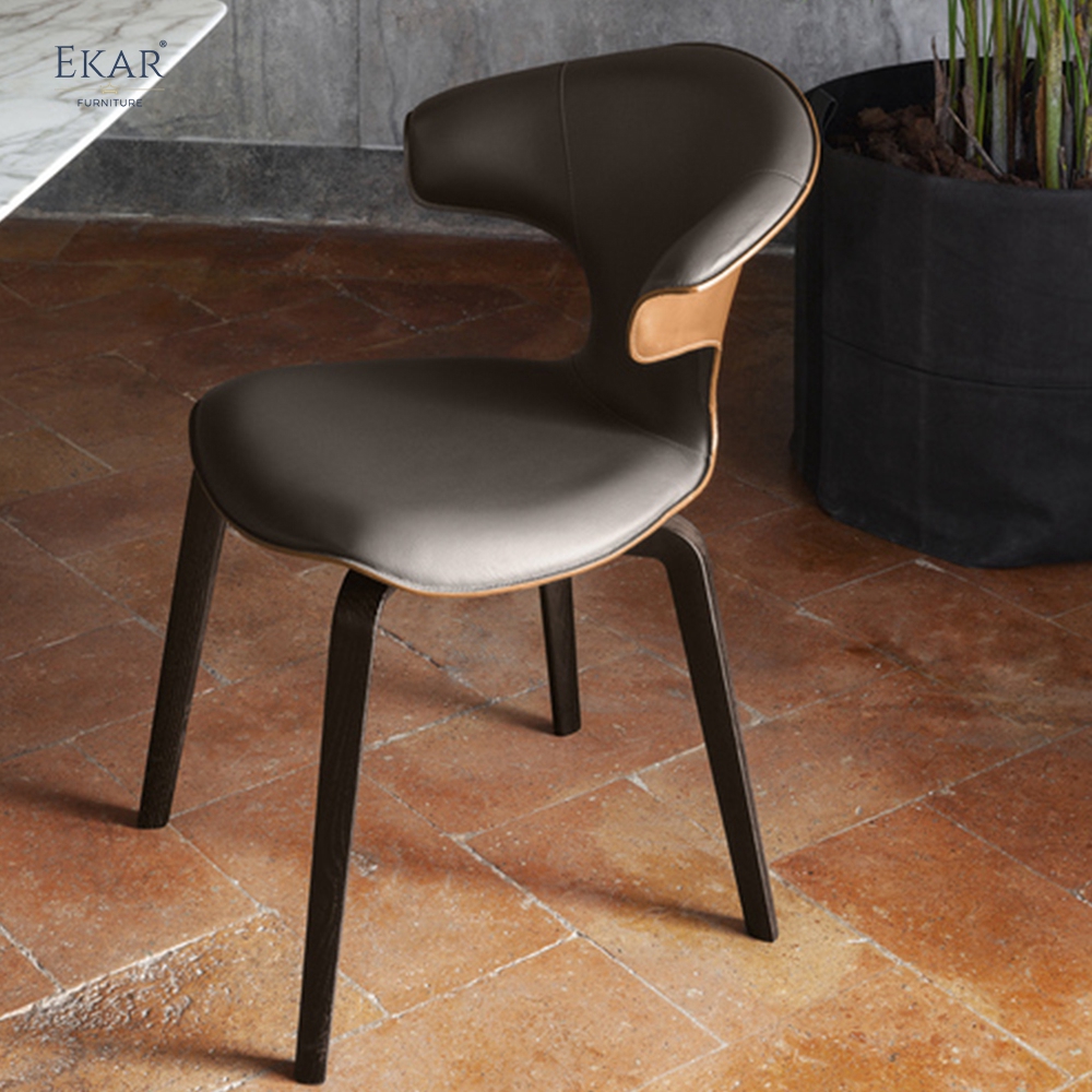 EKAR Modern Wingback Leather Dining Chair with Tapered Legs | Premium Dining Room Furniture
