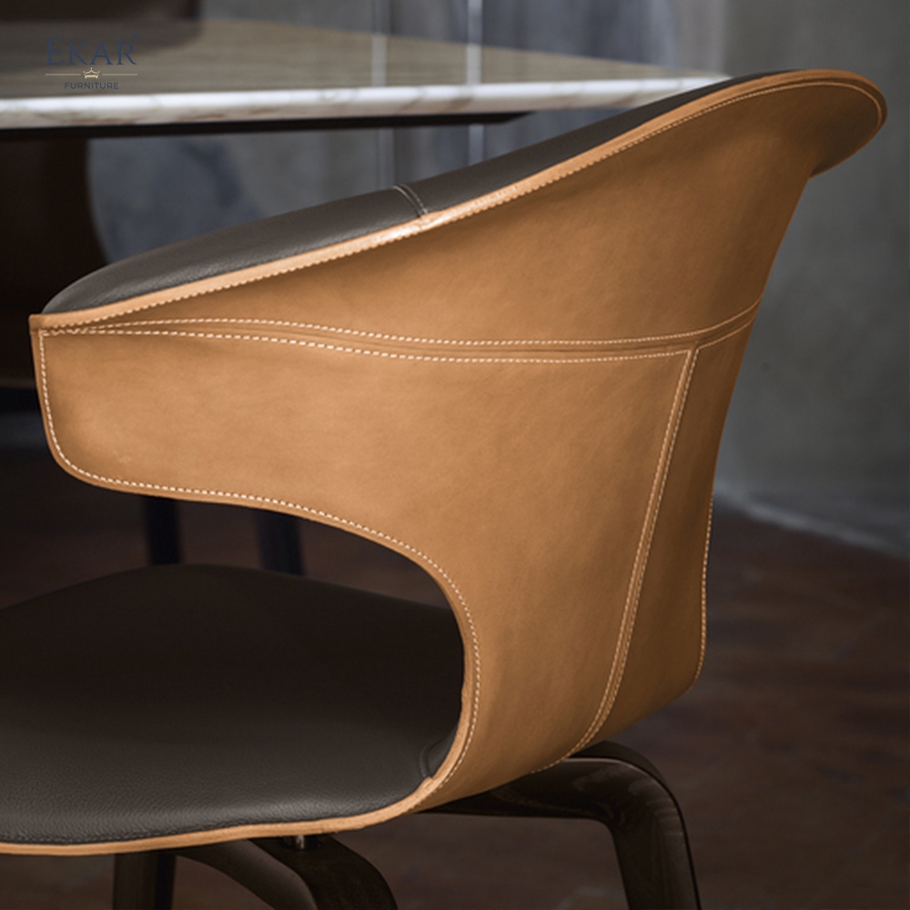 EKAR Modern Wingback Leather Dining Chair with Tapered Legs | Premium Dining Room Furniture
